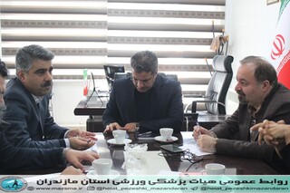 / گزارش تصویری نشست رئیس و نایب رویس هیات پزشکی ورزشی استان با معاونین اداره کل ورزش و جوانان استان مازندران / جهت استفاده هیات پزشکی از پایگاه قهرمانیاداره کل ورزش و جوانان