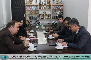 / گزارش تصویری نشست رئیس و نایب رویس هیات پزشکی ورزشی استان با معاونین اداره کل ورزش و جوانان استان مازندران / جهت استفاده هیات پزشکی از پایگاه قهرمانیاداره کل ورزش و جوانان