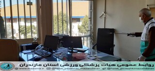 /گزارش تصویری/ضد عفونی و استریل کردن اداره کل ورزش و جوانان استان مازندران ، جهت پیشگیری از ویروس کرونا