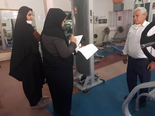 نظارت و بازرسی ناظرین سلامت شهرستان تفت، در جهت اجرای پروتکل های بهداشتی در اقدام به بازگشایی مراکز ورزشی