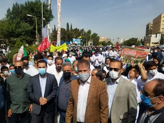 حضورکارکنان و پزشکیاران هیات پزشکی ورزشی فارس در کنار جامعه ورزش در راهپیمایی روز قدس