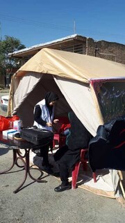 برپایی پایگاه سلامت در راهپیمایی جاماندگان اربعین در شهرستان خمین