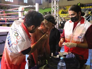 پوشش پزشکی مسابقات رزمی کیک بوکسینگ کشوری- کرمان