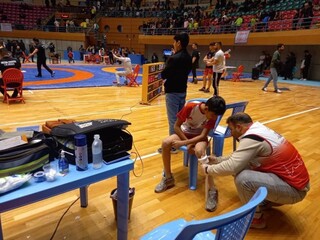 پوشش پزشکی جشنواره کشتی خردسالان و نونهالان شهرستان اردبیل