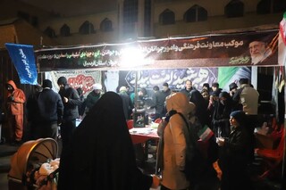 برپایی موکب فرهنگی جامعه ورزش همزمان با برگزاری تجمع و راهپیمایی در اردبیل