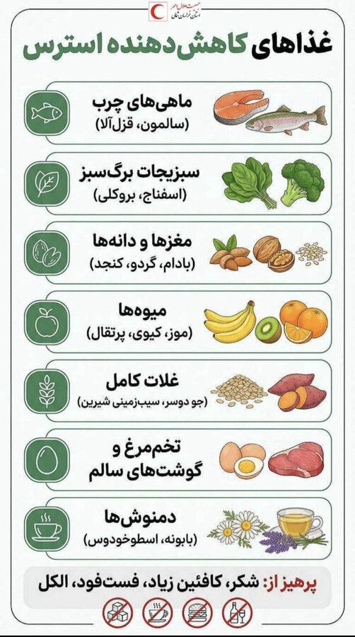 غذاهای کاهش دهنده استرس/اینفوگرافیک