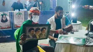 پایش فشار خون در حاشیه مراسم چهلمین روز شهادت قائد امت توسط کادر پوشش پزشکی هیات پزشکی ورزشی استان هرمزگان