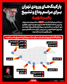 پارکینگ‌های ورودی تهران برای مراسم وداع با رهبر شهید