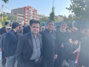 گزارش تصویری وداع رئیس هیات پزشکی ورزشی استان تهران در معیت وزیر و خانواده ورزش با رهبر شهید