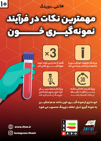 اینفوگرافیک آنتی دوپینگ(10)/ مهمترین نکات در فرایند نمونه‌گیری خون